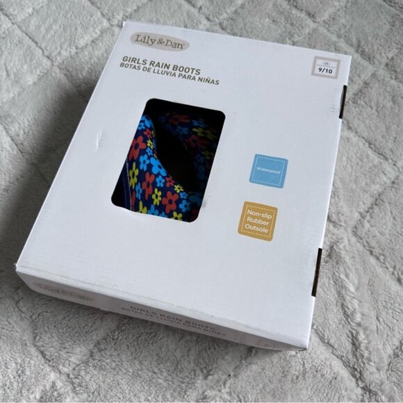 Lily & Dan | Aldi Blue and Red Floral Rain Boots | Size 9/10 - Picture 3 of 10